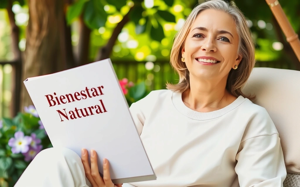Mujer leyendo un libro sobre bienestar en un entorno natural